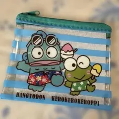 スシロー×はぴだんぶい　コラボ限定ファスナーポーチ　けろっぴー　ハンギョドン