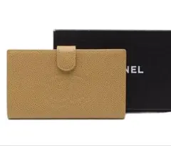 T2665 シャネル キャビアスキン ココマーク 二つ折り長財布