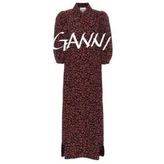 GANNI プリントワンピース パフスリーブ