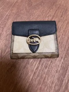 新品 COACH C3156 三つ折り財布 シグネチャー ブラックブラウンレッド