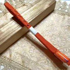 着物-帯締め800 【正絹】橙色×多色ポイント 平組 上品華やか 和装小物