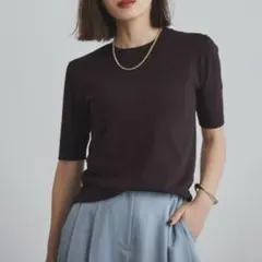 【試着のみ】anuans アニュアンス ハイゲージニットTEE ブラウンのサムネイル
