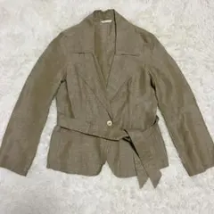 【白タグ 極美品✨】Max Mara ジャケット リネン ベルト 無地 ベージュのサムネイル