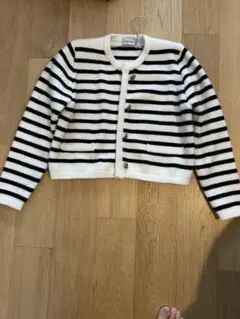 rano 白黒ストライプ カーディガン