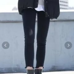 Ungrid ブラックフレイドヘムストスリ　デニム