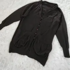 LIUJO　リュージョー ブラウン ロング カーディガン ウール 羊毛