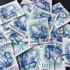外国使用済み切手　ノルウェー　1990年　白鳥　20枚