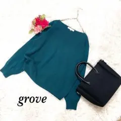 グローブ/長袖ニット/シンプル/Ｌサイズ/きれいめ/グリーン