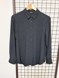 値下げ！UNIQLO ブラックドット柄長袖シャツ　Lサイズ