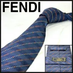 ☆即発 FENDI フェンディ ネクタイ ロゴ ストライプ シルク 伊製 美品のサムネイル