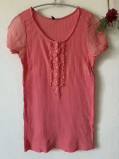 BENETTON 半袖リブTシャツ ピンクのサムネイル