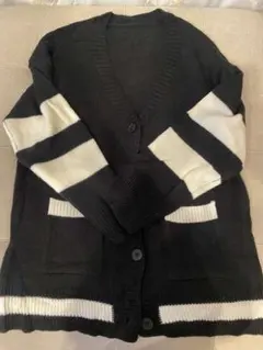 ストライプ カーディガン ブラック ホワイト