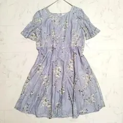 大きいサイズ 新品 総レースワンピース 花柄 フレア パフスリーブ オケージョン