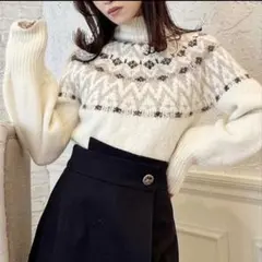 ୨୧*。RESEXXYノルディック柄セーター F アイボリー　新品タグ付き