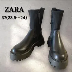 【未使用級】ZARA トラックソール サイドジップ ソックス ショート ブーツ