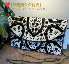 ❤【未使用タグ付き】個性的♡ビーズ刺繍 パーティーバッグ クラッチバッグ