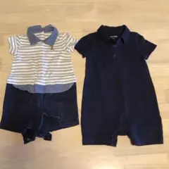 babyGap ネイビー ストライプ ロンパースセット