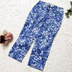 TALBOTS タルボット 花柄 クロップドパンツ ブルー 2p (S相当)