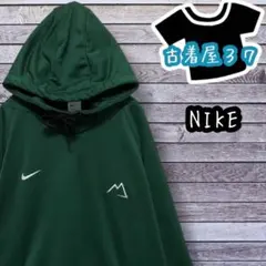 古着ナイキワンポイントゆるだぼスウェットパーカー緑グリーンXL.