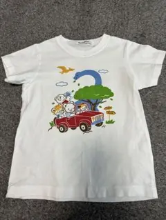 ファミリア　恐竜と車のイラスト Tシャツ 110cm