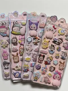 44☆新品未使用LABUBU立体キャラクターシールおしりぷにぷに4枚セット