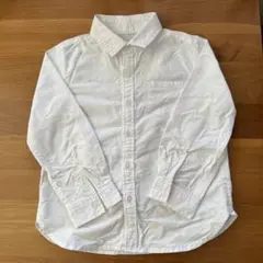 ホワイト ボタンダウン長袖シャツ　無地