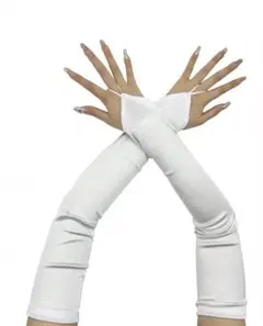 ホワイトロングウェディンググローブ　指出し