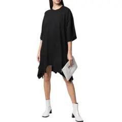 MM6 マルジェラ 変形 ワンピース Tシャツドレス　ビッグシルエット 黒　Sのサムネイル
