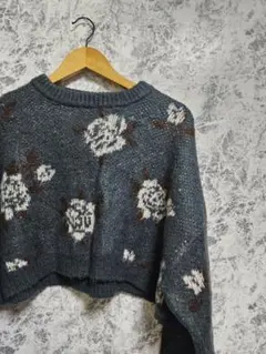 【apres jour mignon】花柄ジャガードクロップドニット