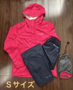 Columbia(コロンビア) レインスーツ上下セット サイズS ピンク×紺