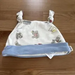 ジェラートピケ　ジェラピケ　ベビー帽子　くま　ブルー