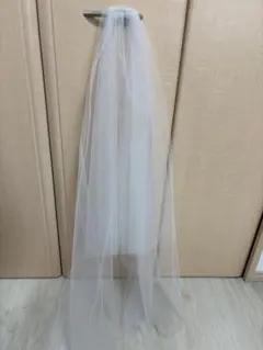 ホワイトラメ入りロングウェディングベールcv950