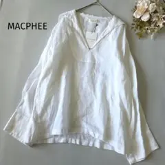 タグ付未使用品✨マカフィー リネン100% セーラーカラーブラウス 白 36