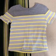 ボーダー 半袖Tシャツ グレー×イエロー