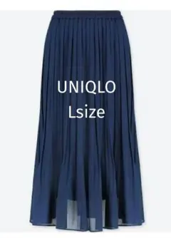 UNIQLO ユニクロ ハイウエスト シフォンプリーツスカート ネイビーL