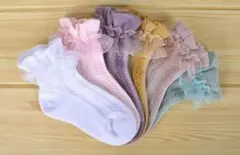子供ソックスダブルギャザーフリルレース登園通学発表会結婚式約18~20cm 6色