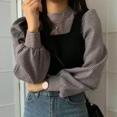 【新品未使用】ビスチェ & ギンガムチェック シャツ セット ブラック