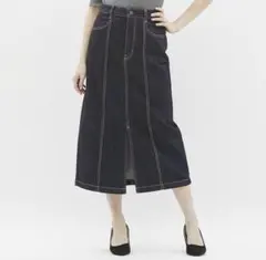 GU M フロントスリット　デニムロングスカート　Aライン