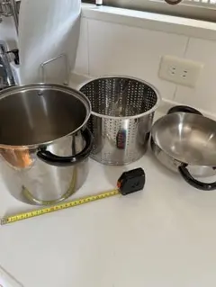 ステンレス製 パスタ鍋 蒸し器セット　両手取手　約22cm鍋のサムネイル