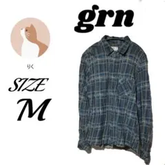 【grn】メンズ M　長袖シャツ　オンブレチェック柄　ヴィンテージレトロ感