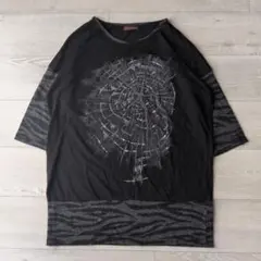 グランジ vintage スパンコール クモの巣 パンク 半袖カットソー y2k