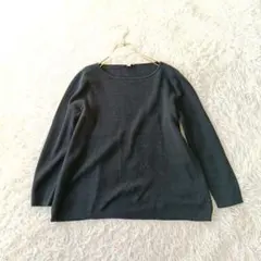 ギャップGap ボートネックコットンニットカットソー ネイビー S