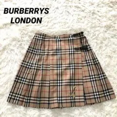 バーバリーロンドン【38】プリーツミニ巻きスカート　ロゴ刻印ピン　ノバチェック
