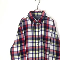 ビバリーヒルズポロクラブ 長袖シャツ チェック柄 L 胸ポケット 刺繍ロゴ 古着