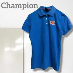 k2【チャンピオン】ポロシャツ/半袖 カジュアル ロゴ 希少 青 綿 伸縮性 楽