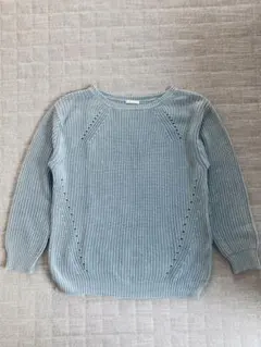 コットン　クルーネックニット　ライトブルー