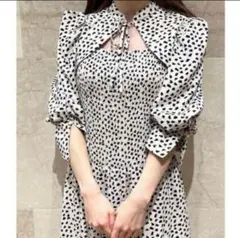 snidel デコルテオープンドットプリントワンピース