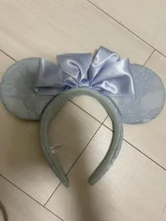 水色リボン付きミッキー耳カチューシャ