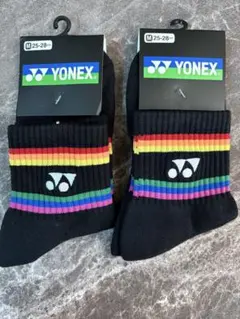 YONEX スポーツ用ソックス 黒/レインボー　2足セットのサムネイル