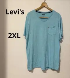 Levi's 【2XL】 水色 Vネック Tシャツ 半袖　大きいサイズ